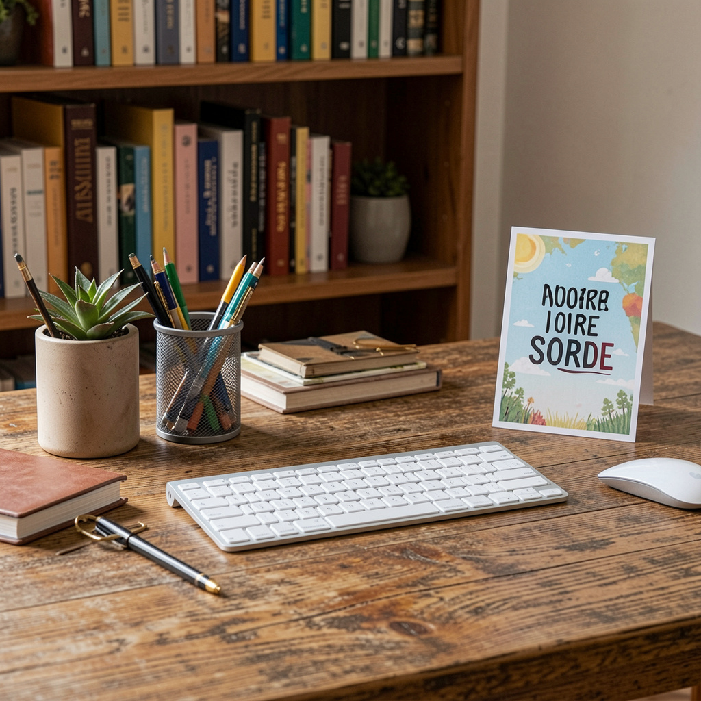 Balanced workspace with personal items